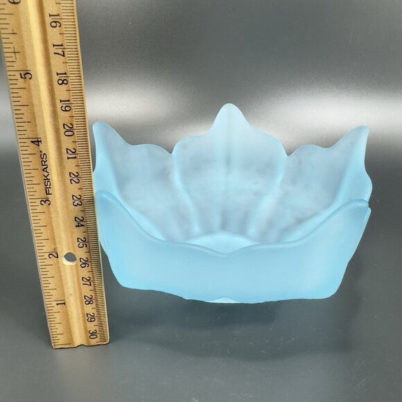Viking Petal Lotus Spring Blossom Bowl Dish Blue Frost Satin Textured Vintage - Picture 2 of 14